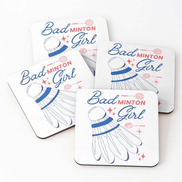 Item preview, Bad Girl Badminton Girl - Blue on White Version - Funny Puns Sport Woman Racket Shuttlecock designed and sold by Millusti.