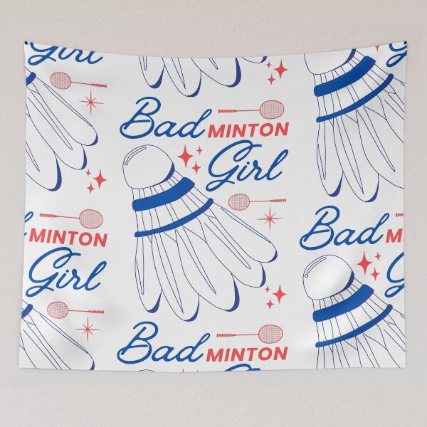 Item preview, Bad Girl Badminton Girl - Blue on White Version - Funny Puns Sport Woman Racket Shuttlecock designed and sold by Millusti.