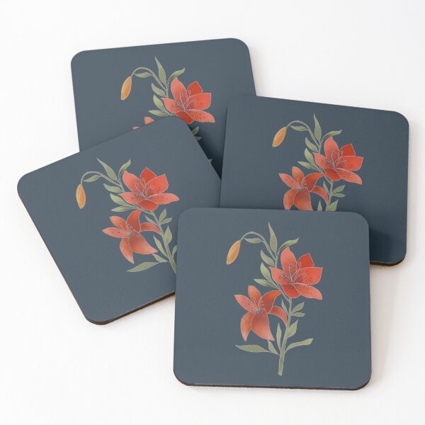 Item preview, Red flower, Tiger Lily, flowers and leaves designed and sold by ahahdodo.