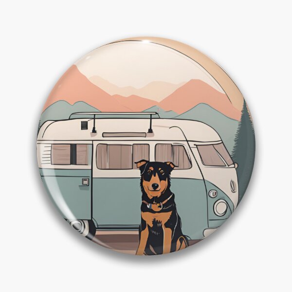 Item preview, Beauceron Silhouette in Camper Van Circle Frame - Adventurous Travel Design designed and sold by GoodyPaws.