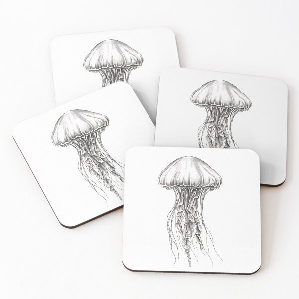 Item preview, Black and white jellyfish drawing designed and sold by Pencil-Art.