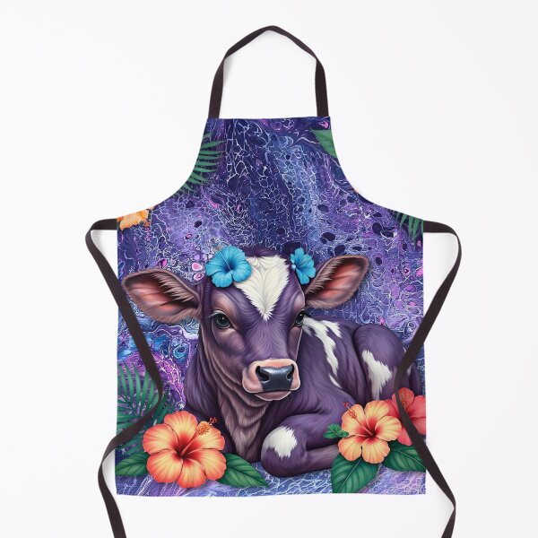 Artikelvorschau, Baby-Kalb mit orange Hibiskus Fluid Art Design entworfen und verkauft von AussieMuma.