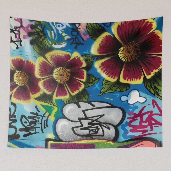 Item preview, Graffiti street art pattern with flowers and tags designed and sold by patterncrow.