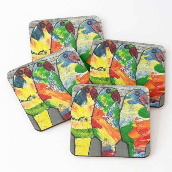 Item preview, Mixed media art, Australian Rainbow Lorikeets designed and sold by WildLadyWood.