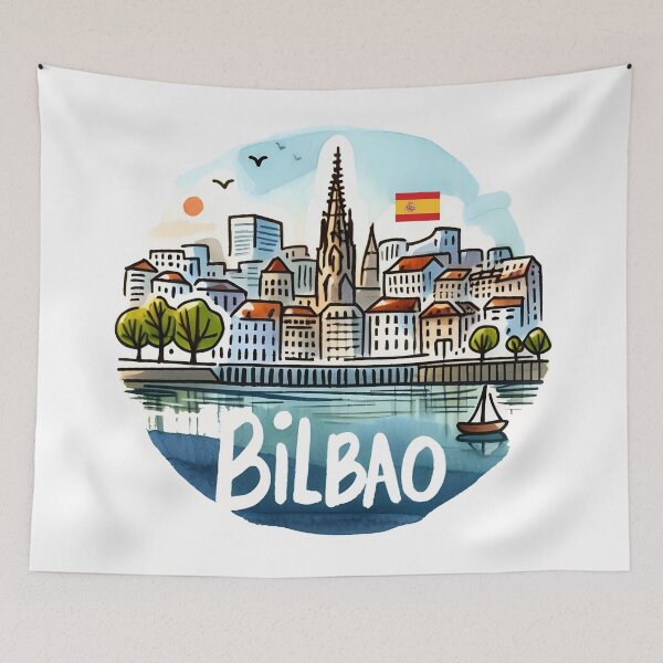 Item preview, Bilbao Spain Cityscape designed and sold by WanderlustCoCo.