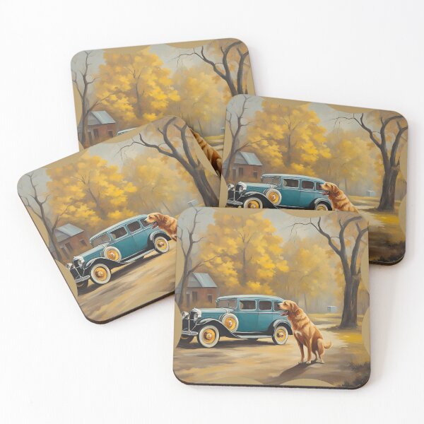 Item preview, Vintage Car and Faithful Dog - The Magic of Autumn designed and sold by Diclebaybas.