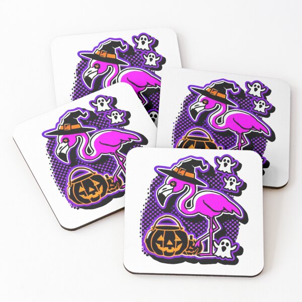 Item preview, Flamingo Halloween Icon | Funky Flamingo with Witch Hat and Pumpkins | Halloween Animal Art designed and sold by takeng07.