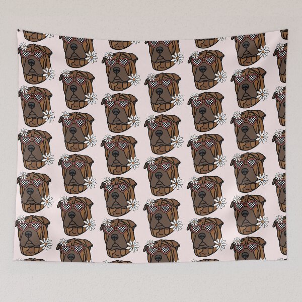 Item preview, Sharpei Retro Dog with Heart Shaped Checkered Glasses and White flowers  designed and sold by MrsCreative1.
