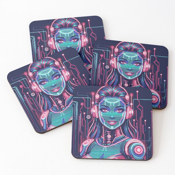 Item preview, Pixel Art Neon Cyber Girl Portrait #04 designed and sold by captainglondo.