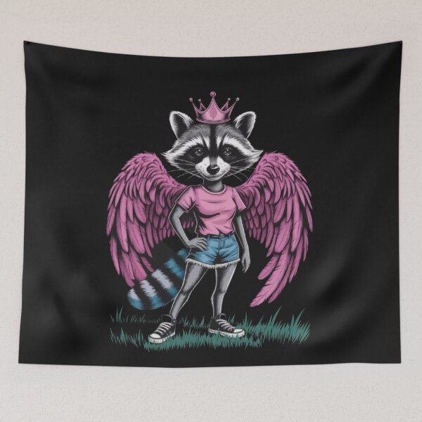 Item preview, a female racoon with a fuchsia feathered wings designed and sold by 123ks.