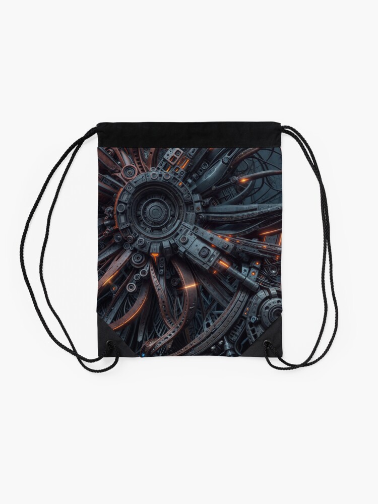 Aperçu 2 sur 3. Sac à cordon avec l'œuvre Machine vivante 6D créée et vendue par oduchossoir.
