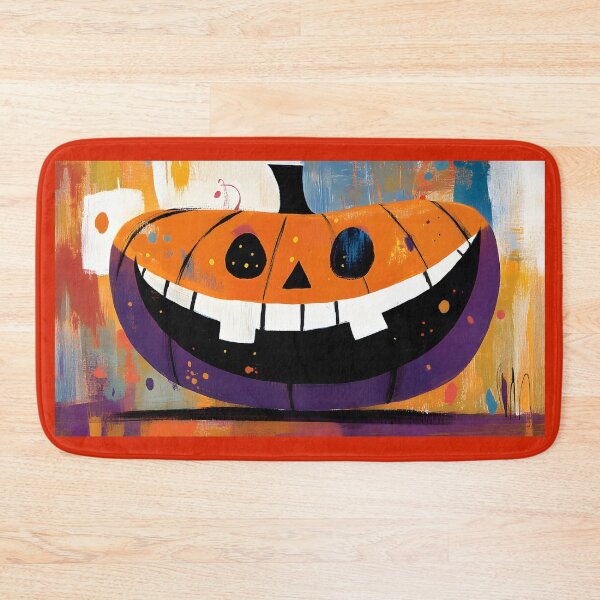 Item preview, Whimsical Pumpkin Art with Wide Grin - Brightly Colored Halloween Decor Abstract Digital Art designed and sold by OlfactoART Studio.