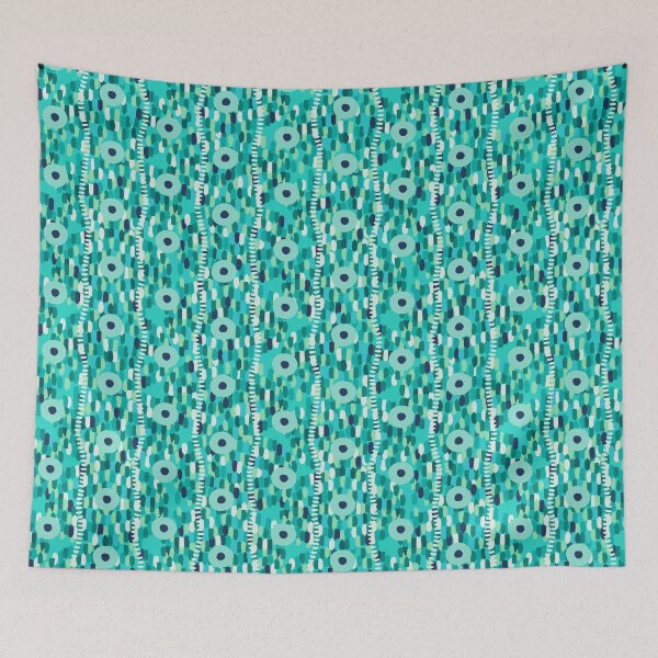 Item preview, Circles and large strokes, Vertical version, Turquoise background designed and sold by Alex  Blud.