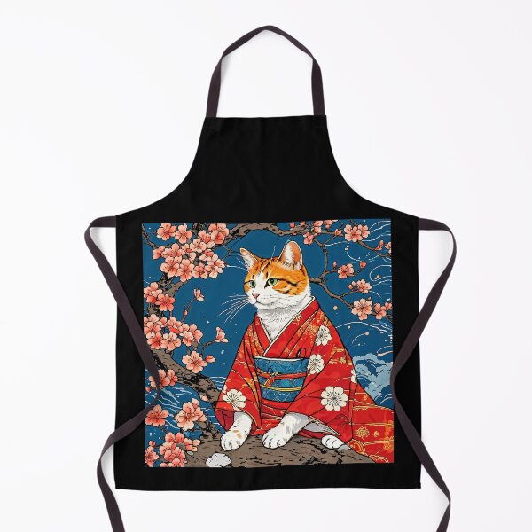 Item preview, Neko Harmony: Retro Japanese Cat Delight for Feline Aficionados kimono cat designed and sold by Catophile.