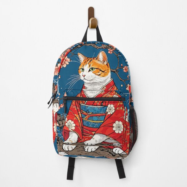 Item preview, Neko Harmony: Retro Japanese Cat Delight for Feline Aficionados kimono cat designed and sold by Catophile.