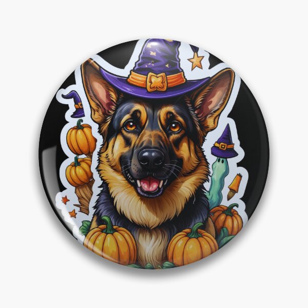 Item preview, Halloween German Shepherd In Witch's Hat designed and sold by JustCrazyPigeon.