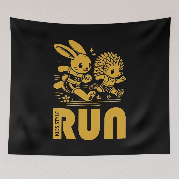 Item preview, Bunny and Hedgehog Speedy Sprint for Kids in Goldenrod designed and sold by Soulemotion.