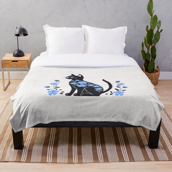 Item preview, Gato negro con flores designed and sold by RANDOMNESS.