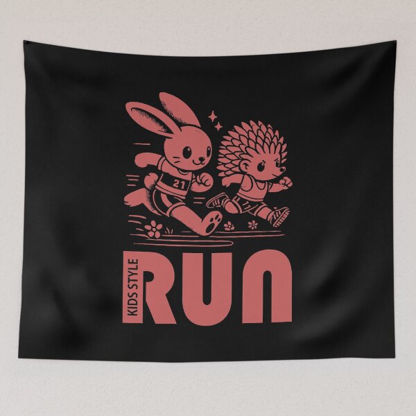 Item preview, Bunny and Hedgehog Kids Fun Sprint in Indian Red designed and sold by Soulemotion.