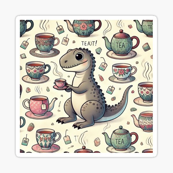 'Tea-Rex' Illustration Sticker