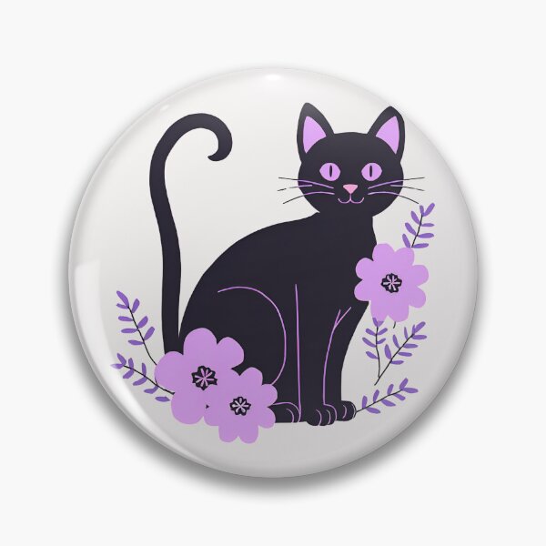 Item preview, Gato negro con flores designed and sold by RANDOMNESS.