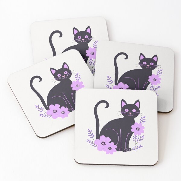 Aperçu de l'œuvre Chat noir avec des fleurs créée et vendue par RANDOMNESS.