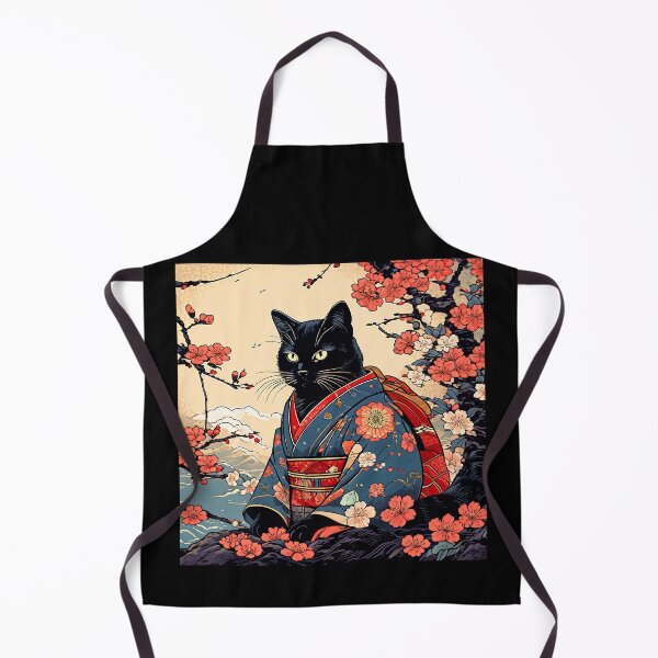 Item preview, black cat Neko Harmony: Retro Japanese Cat Delight for Feline Aficionados designed and sold by Catophile.