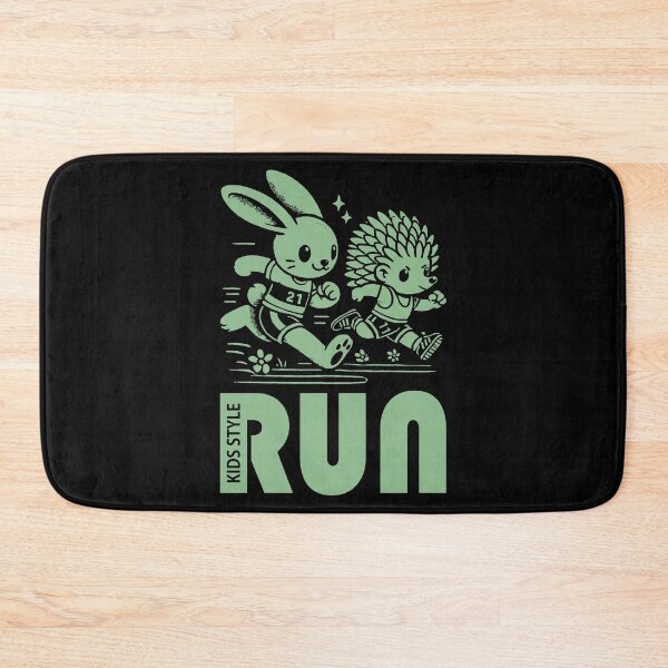 Item preview, Bunny and Hedgehog Kids Sprint Adventure in Dark Sea Green designed and sold by Soulemotion.