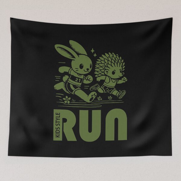 Item preview, Bunny and Hedgehog Kids Sprint Race in Olive designed and sold by Soulemotion.