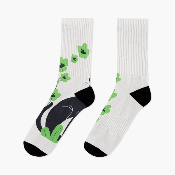 Item preview, Black cat with green flowers  designed and sold by RANDOMNESS.