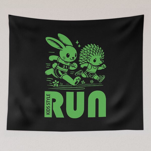 Item preview, Bunny and Hedgehog Speed Through a Green Sprint Challenge designed and sold by Soulemotion.