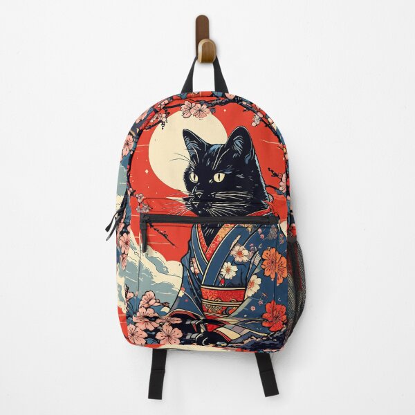 Item preview, japanese aesthetic black cat kimono designed and sold by Catophile.