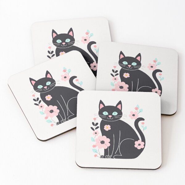 Aperçu de l'œuvre Chat noir avec des fleurs - chat de jardin créée et vendue par RANDOMNESS.