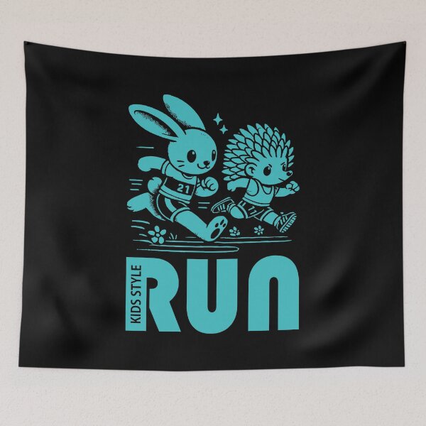 Item preview, Bunny and Hedgehog Race in a Turquoise Sprint Adventure designed and sold by Soulemotion.
