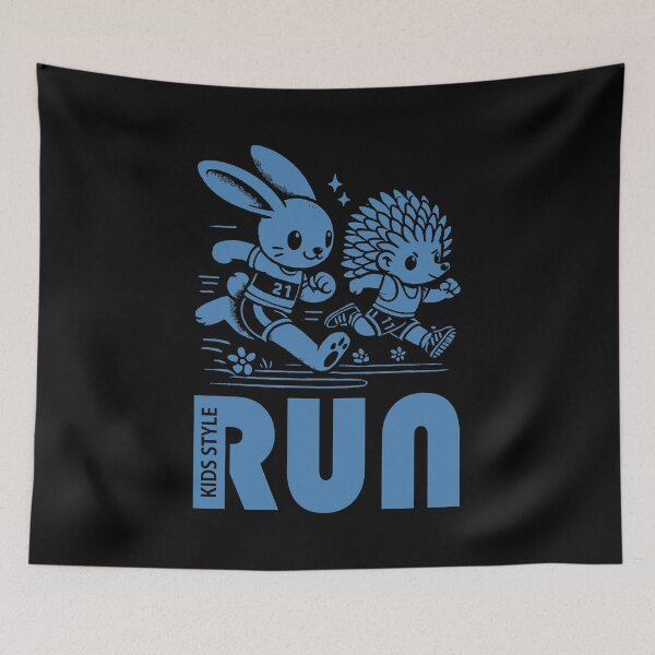 Item preview, Bunny and Hedgehog Speed Through a Steel Blue Race designed and sold by Soulemotion.