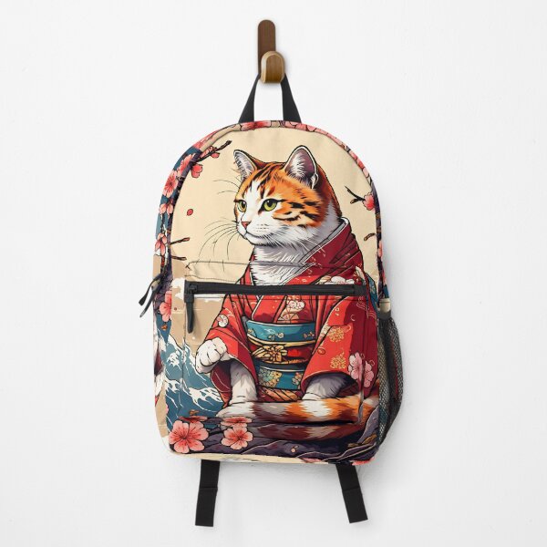 Item preview, Neko Harmony: Retro Japanese Cat with sakura Delight for Feline Aficionados designed and sold by Catophile.