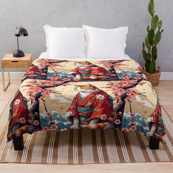 Item preview, Neko Harmony: Retro Japanese Cat with sakura Delight for Feline Aficionados designed and sold by Catophile.