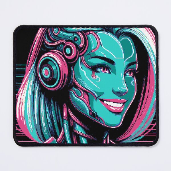 Artikelvorschau, Pixelart Neon Cyber Girl Portrait #03 entworfen und verkauft von captainglondo.