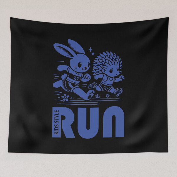 Item preview, Bunny and Hedgehog Sprinting in a Royal Blue Adventure designed and sold by Soulemotion.
