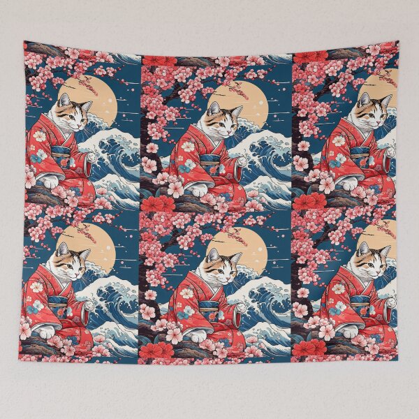 Item preview, the great  wave of cats Neko Harmony: Retro Japanese Cat Delight for Feline Aficionados designed and sold by Catophile.