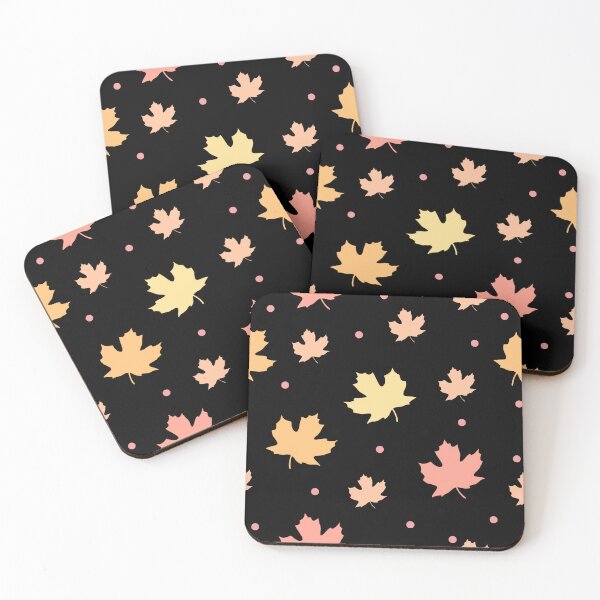 Item preview, Colorful maple leaves. Shades of pastel orange, pink and yellow on black. designed and sold by My-fake-places.