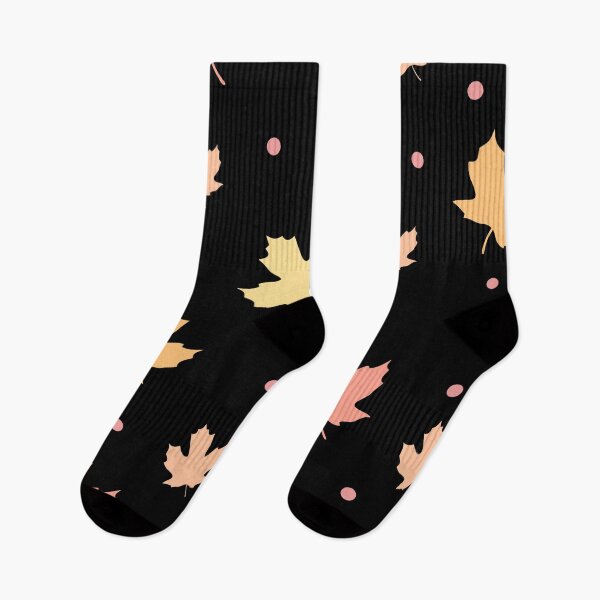 Item preview, Colorful maple leaves. Shades of pastel orange, pink and yellow on black. designed and sold by My-fake-places.