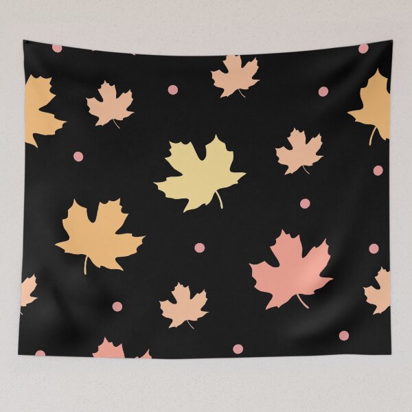 Item preview, Colorful maple leaves. Shades of pastel orange, pink and yellow on black. designed and sold by My-fake-places.
