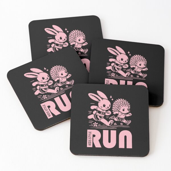Item preview, Bunny and Hedgehog Racing in Soft Light Pink designed and sold by Soulemotion.