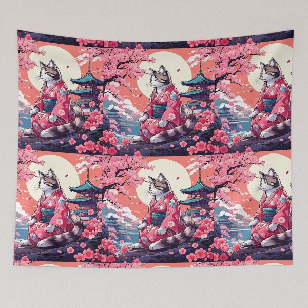 Item preview, neko Harmony: Retro Japanese Cat Delight for Feline Aficionados designed and sold by Catophile.