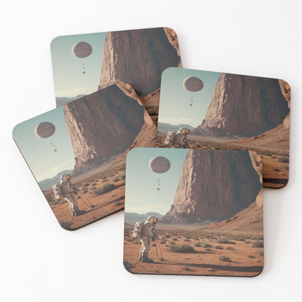 Item preview, Astronaut Planting Flag on Retro-Futuristic Planet designed and sold by PrintPulse-9.