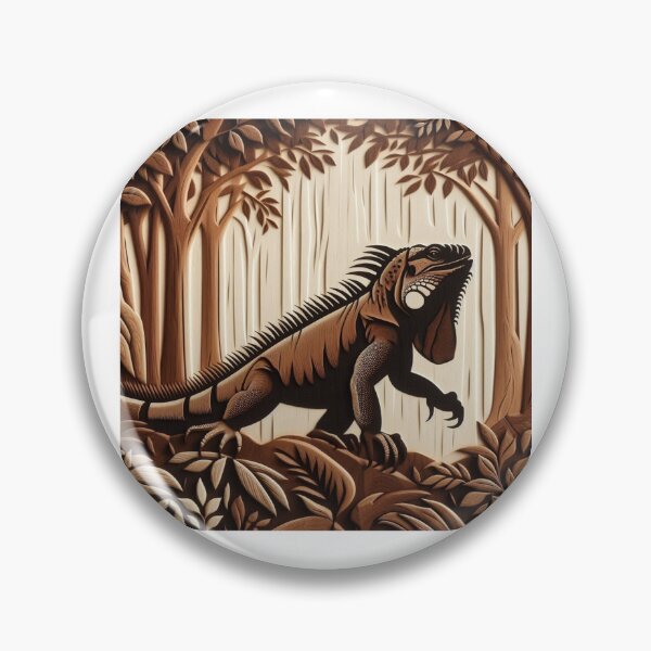 Item preview, Exquisite Wooden Iguana Carving Amidst Foliage Artistry designed and sold by Aqmean.