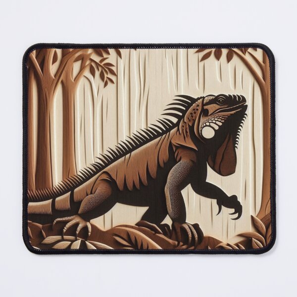Item preview, Exquisite Wooden Iguana Carving Amidst Foliage Artistry designed and sold by Aqmean.
