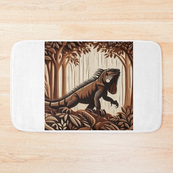 Item preview, Exquisite Wooden Iguana Carving Amidst Foliage Artistry designed and sold by Aqmean.
