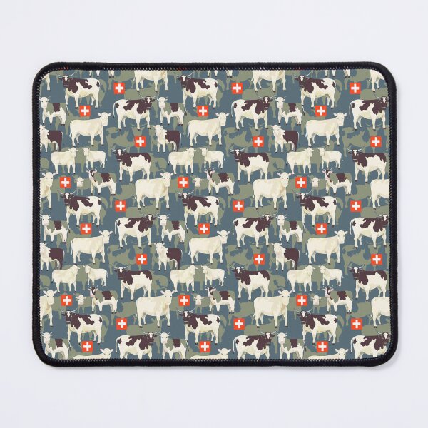 Item preview, Cows Switzerland blue cachi green designed and sold by Alessandro Remo Mazzoni Remotextiles.